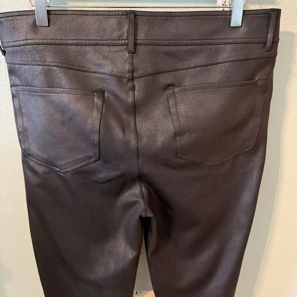 NYDJ Sculpt-Her Faux Leather Sheen Skinny Black Pants Women Size 12 - Picture 4 of 12